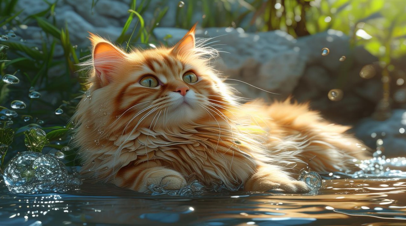 猫咪和很多水