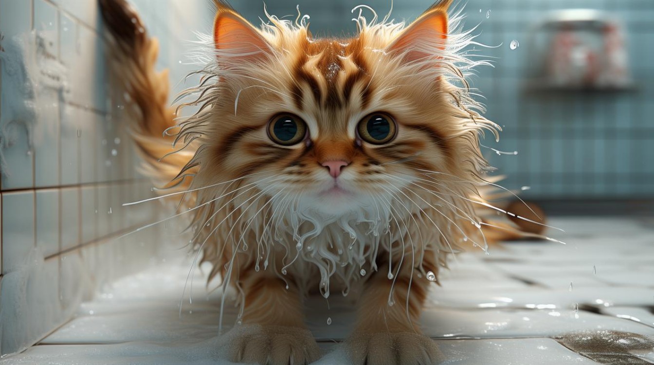 猫咪洗澡后走不稳