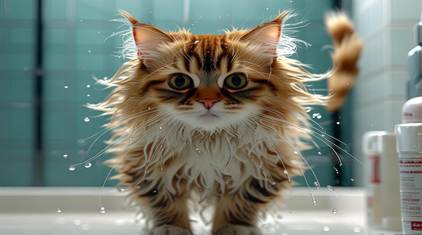 猫咪洗澡后走不稳