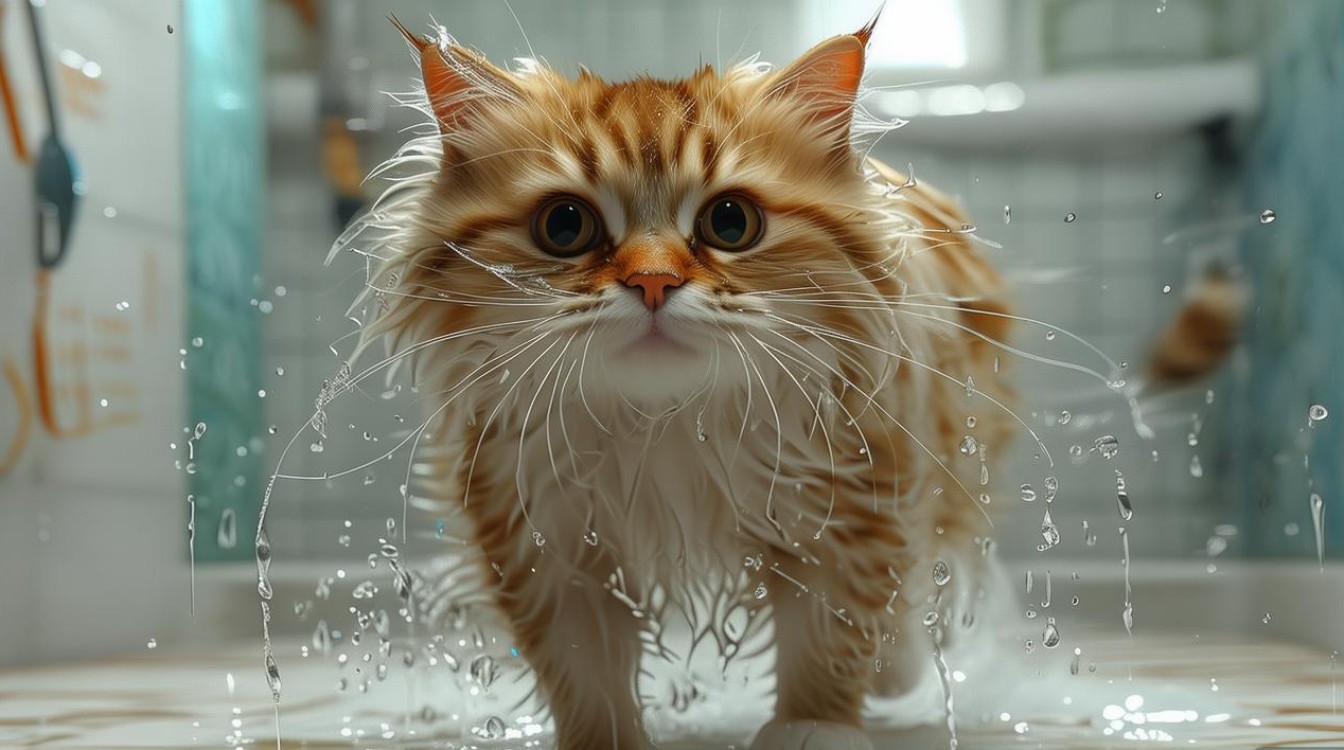 猫咪洗澡后走不稳