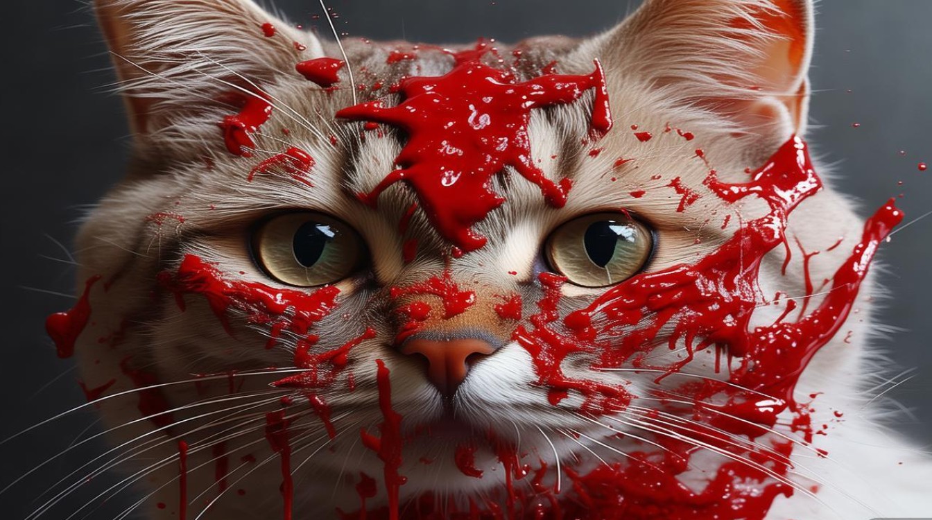 猫咪脸上都是血