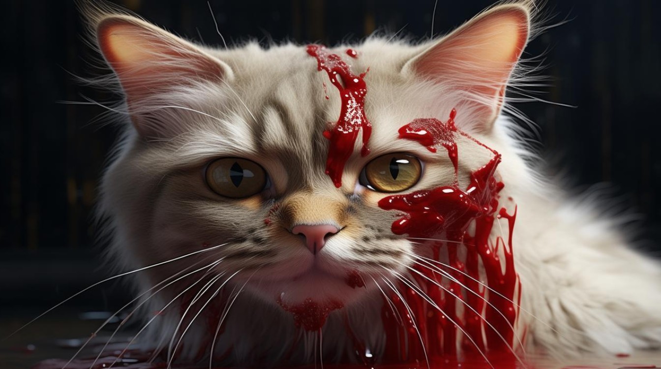 猫咪脸上都是血