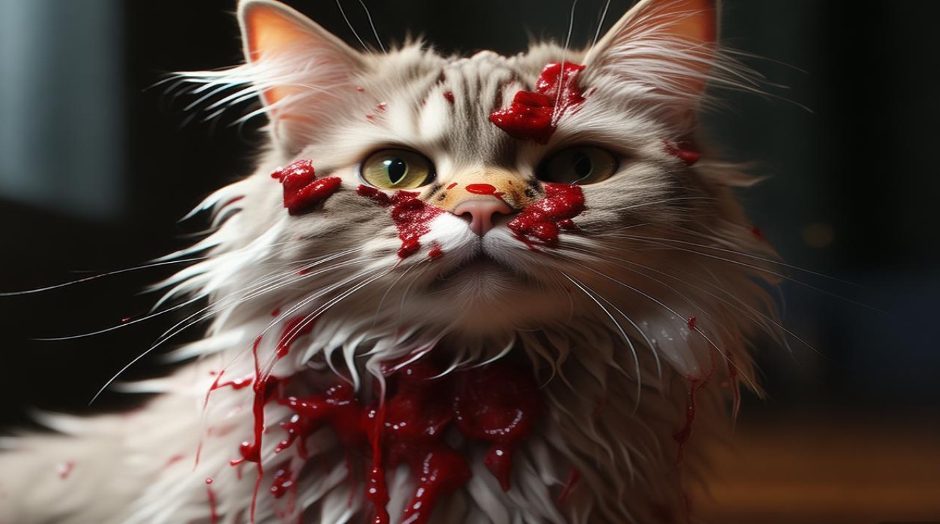 猫咪脸上都是血