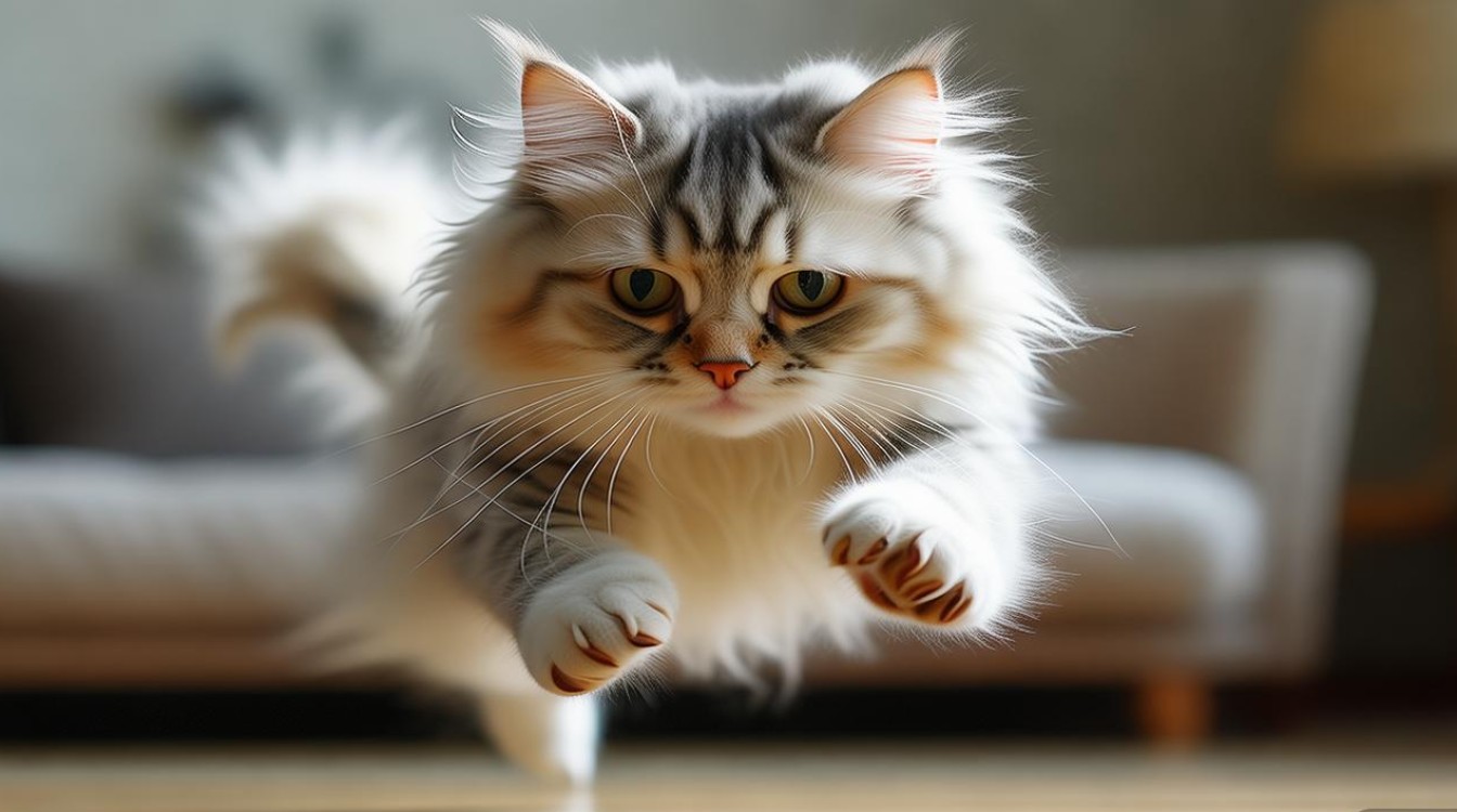 猫咪后脚没有落地
