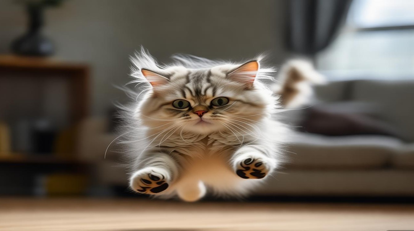 猫咪后脚没有落地