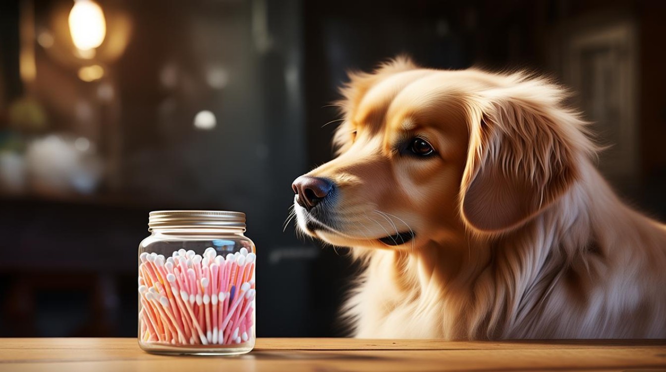 狗狗吃棉签