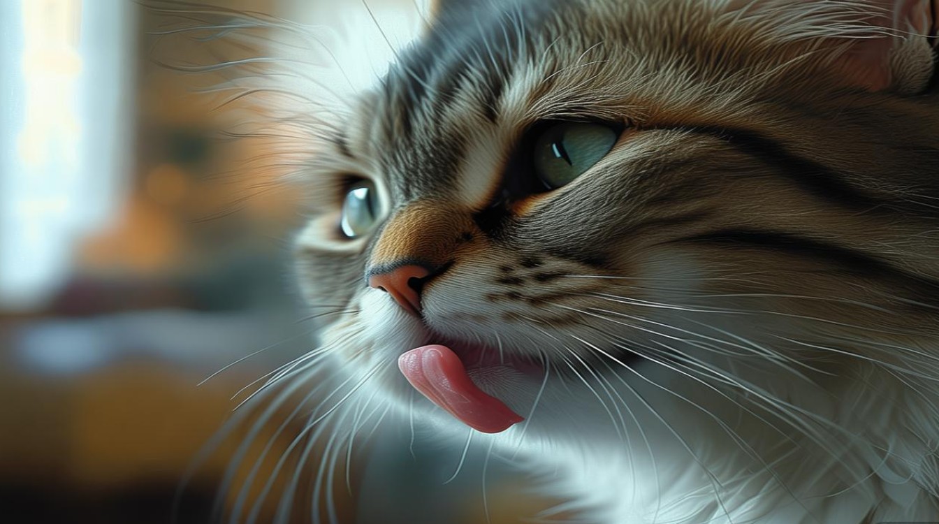 猫咪舔到耳垢