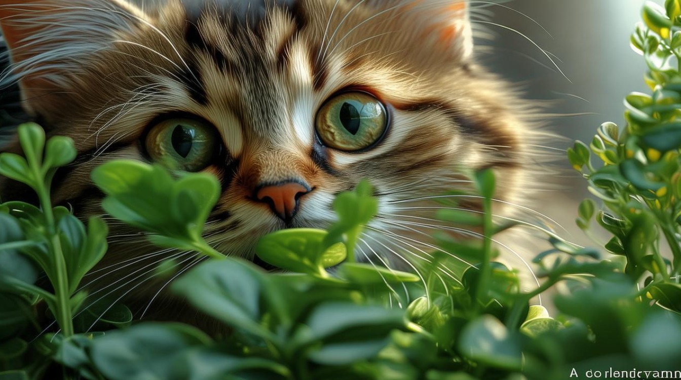 猫咪咬绿植