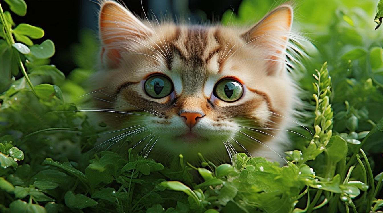 猫咪咬绿植