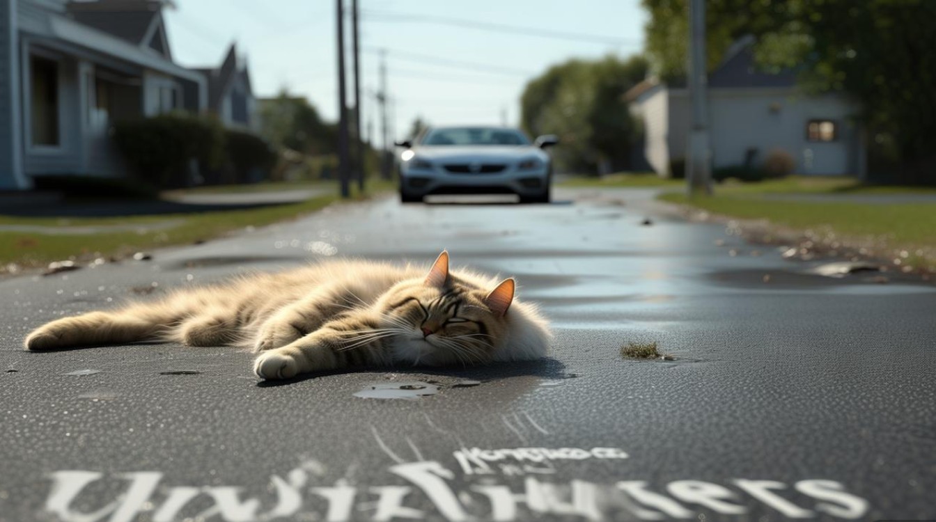 猫咪被车轧死