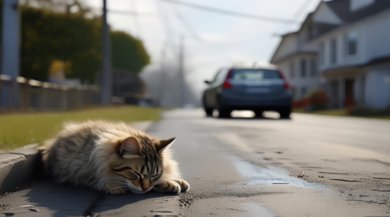 猫咪被车轧死
