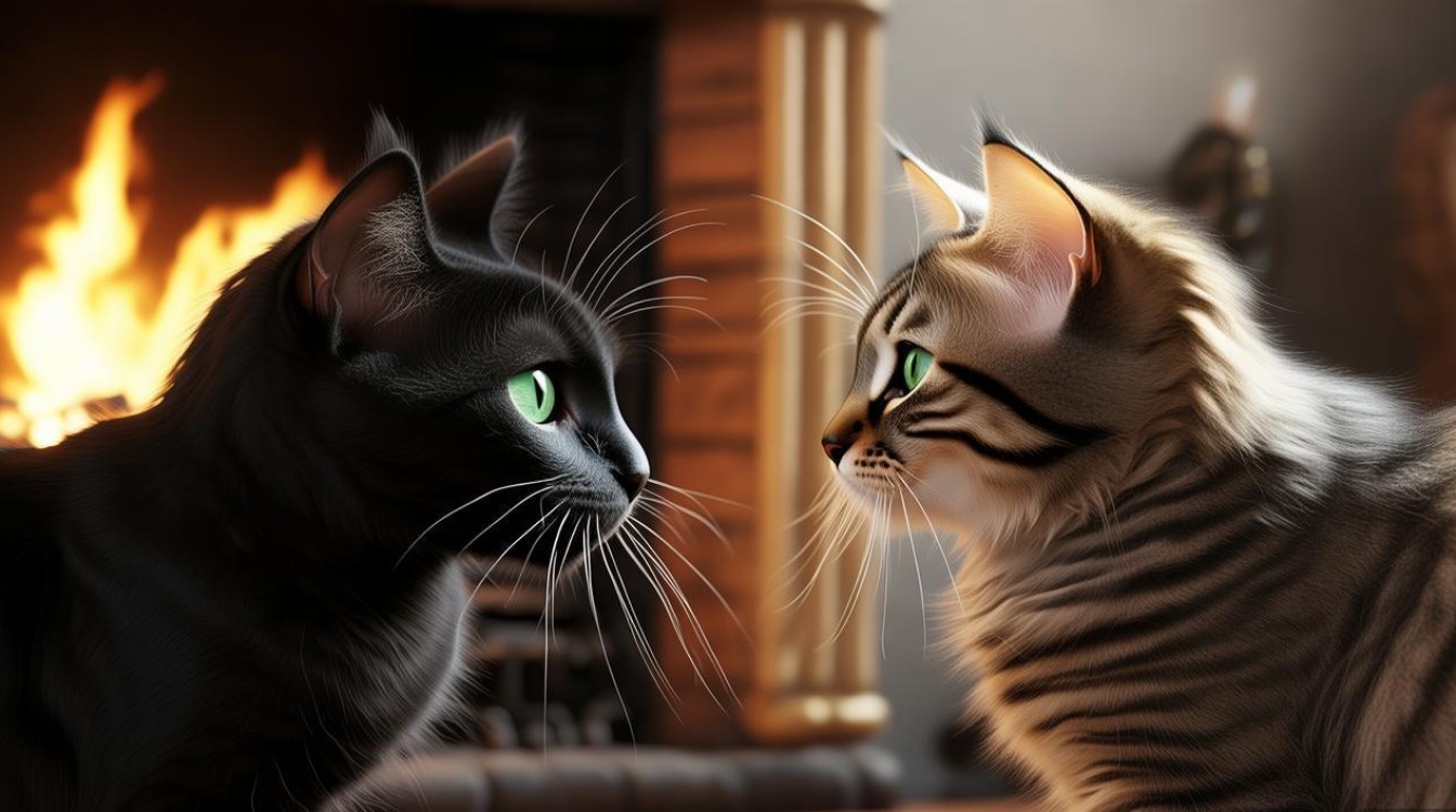 2只猫咪见面