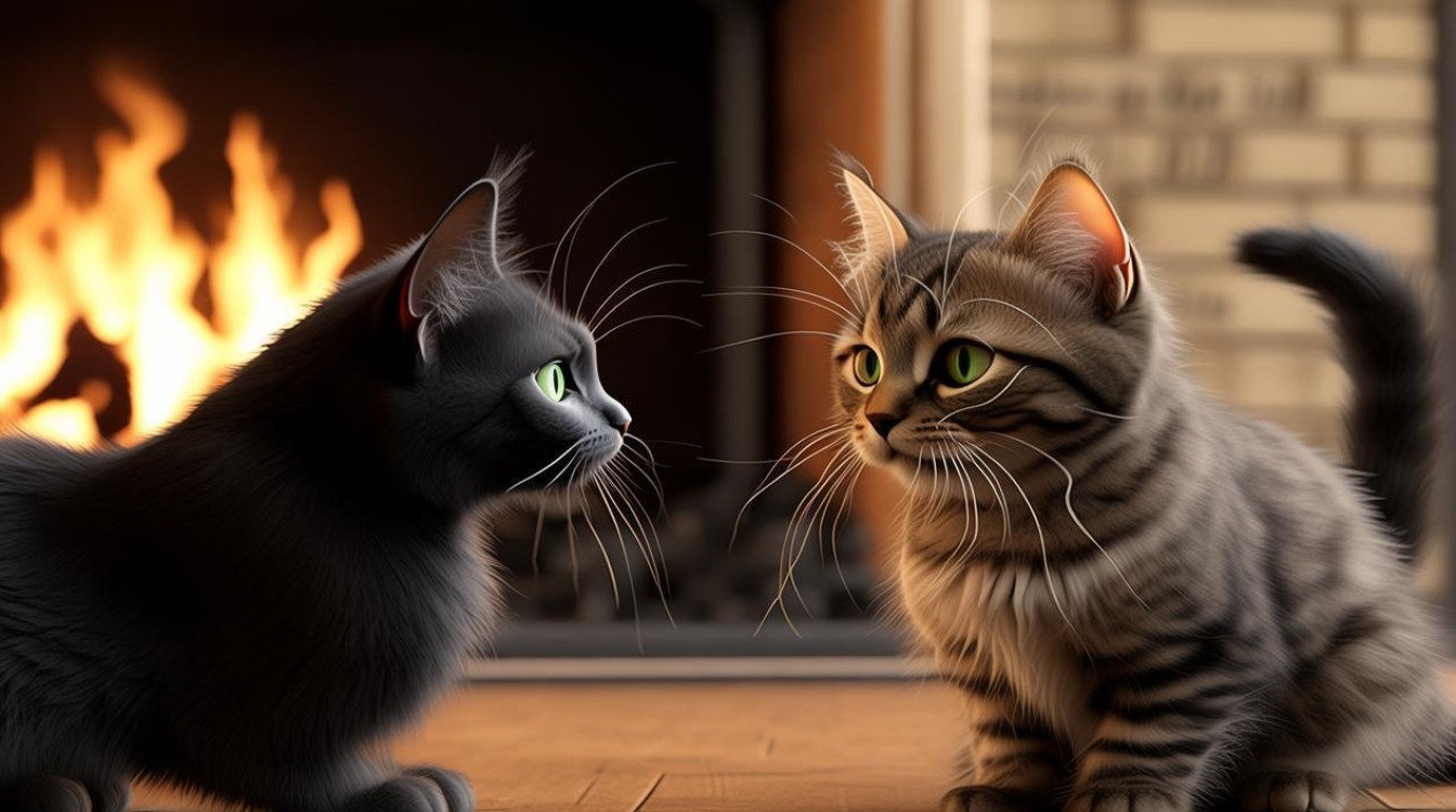 2只猫咪见面