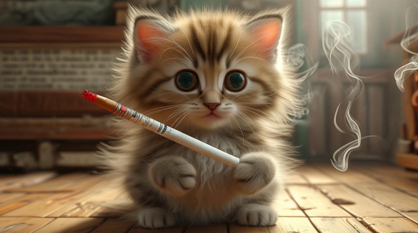 小猫咪抽烟
