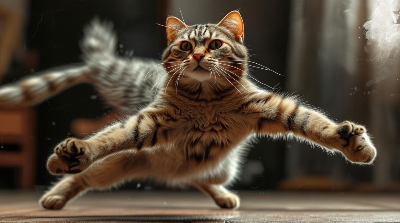 猫咪后腿向后蹬