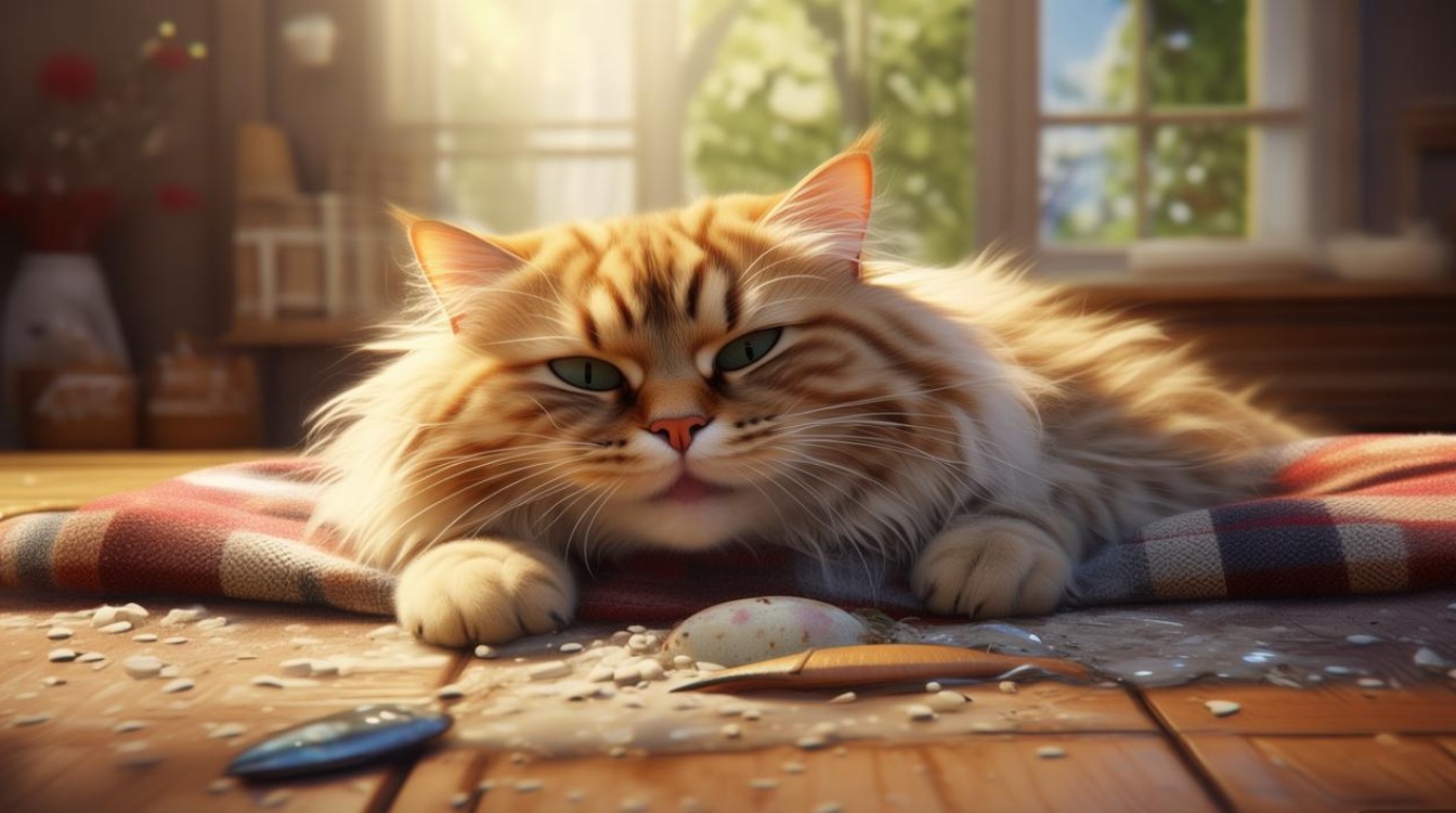 猫咪吃撑了呕吐