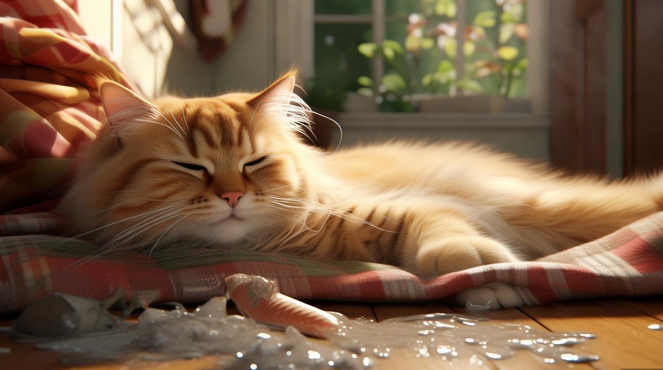 猫咪吃撑了呕吐