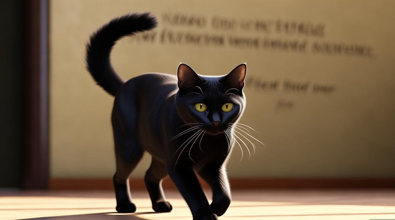 猫咪垂直尾巴走路