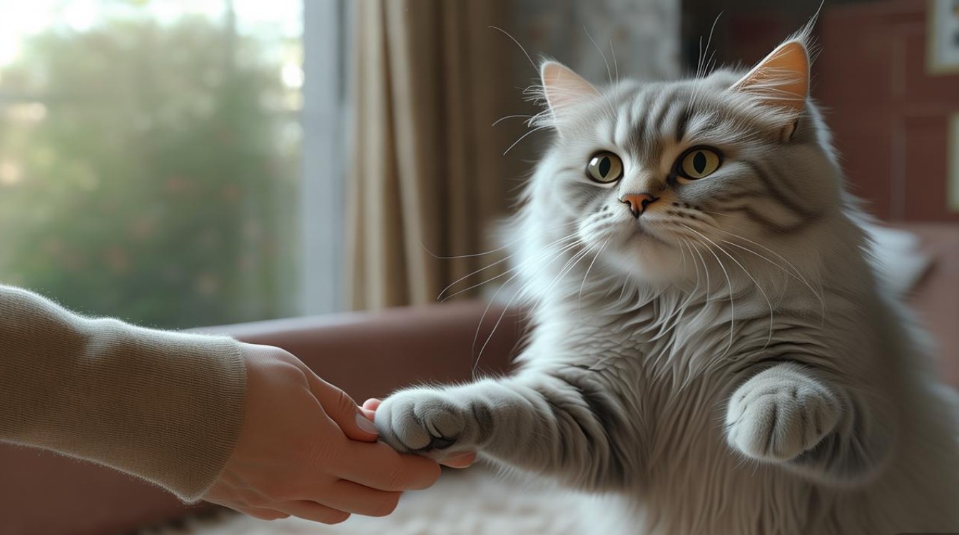 猫咪握手的画