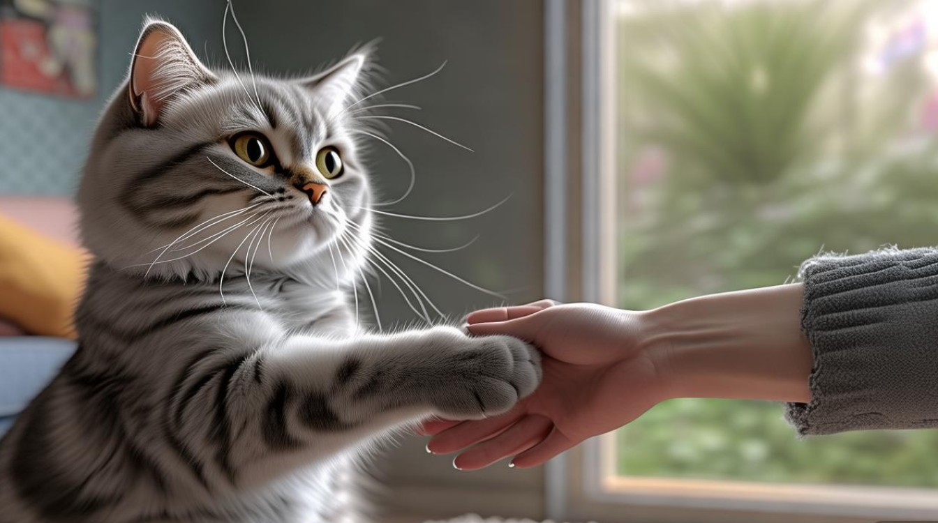 猫咪握手的画