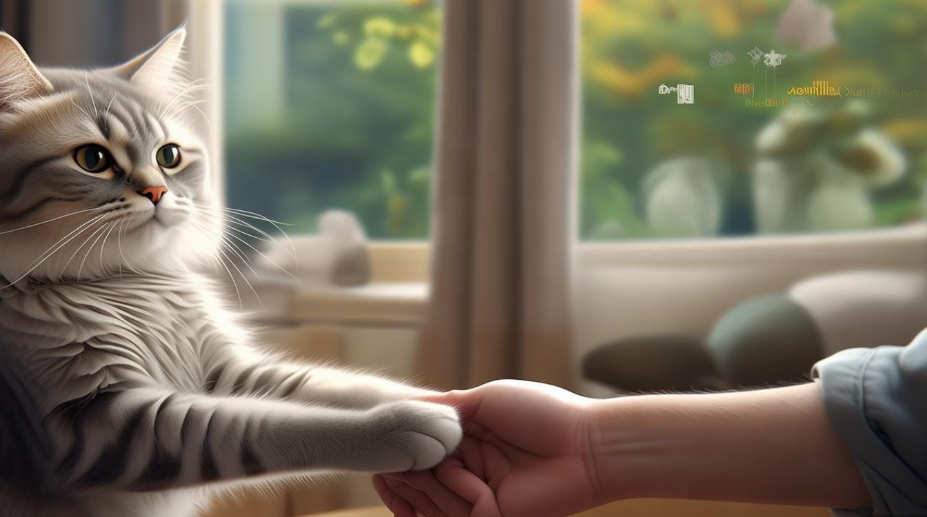 猫咪握手的画