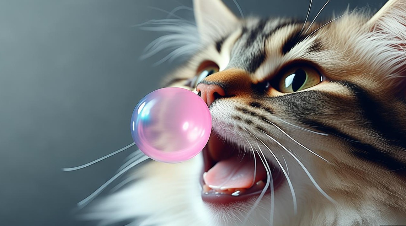 猫咪嘴边张泡
