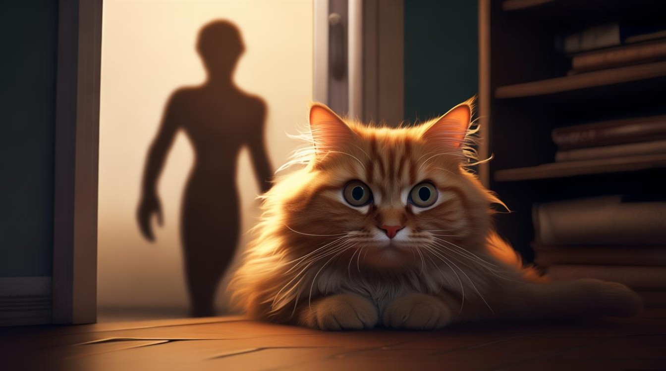 猫咪害怕门外的人