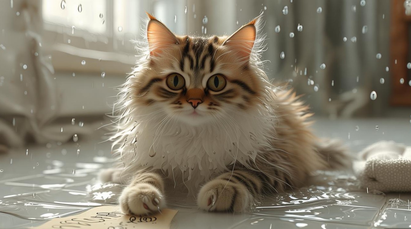 猫咪洗澡后吐了