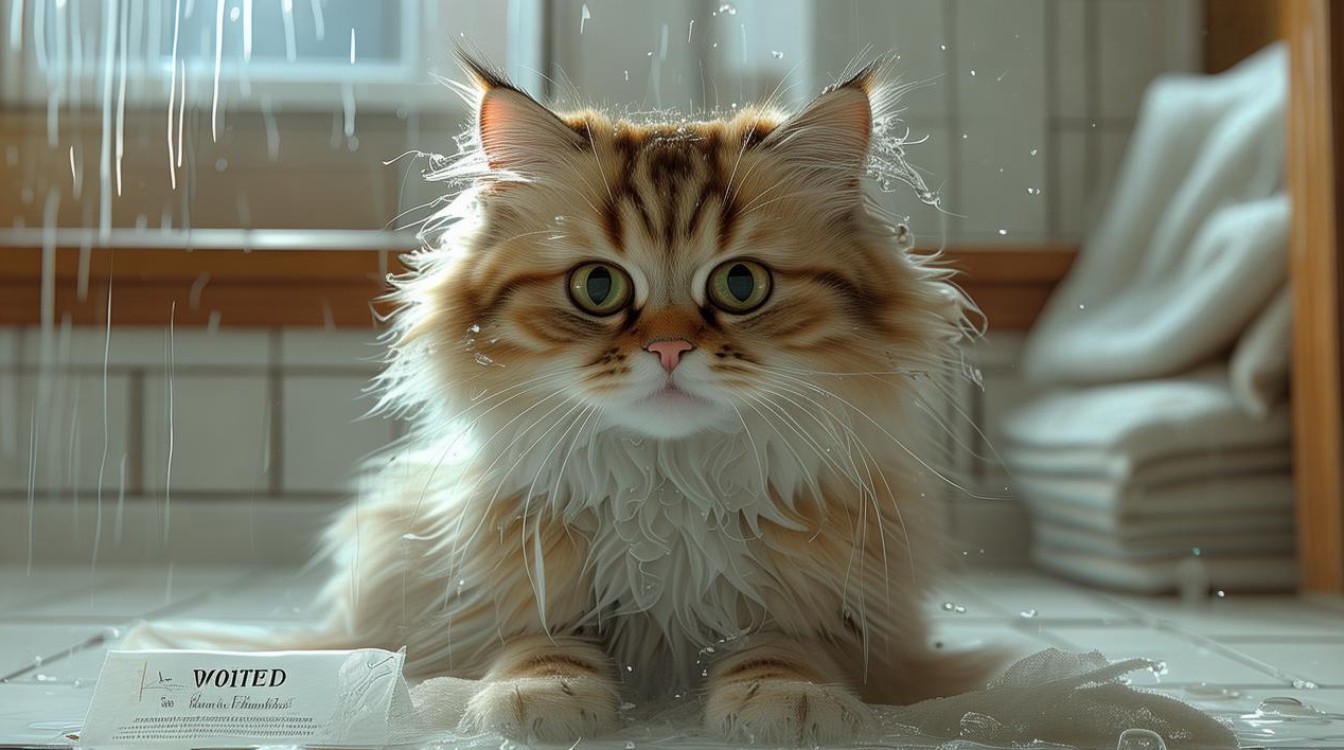 猫咪洗澡后吐了