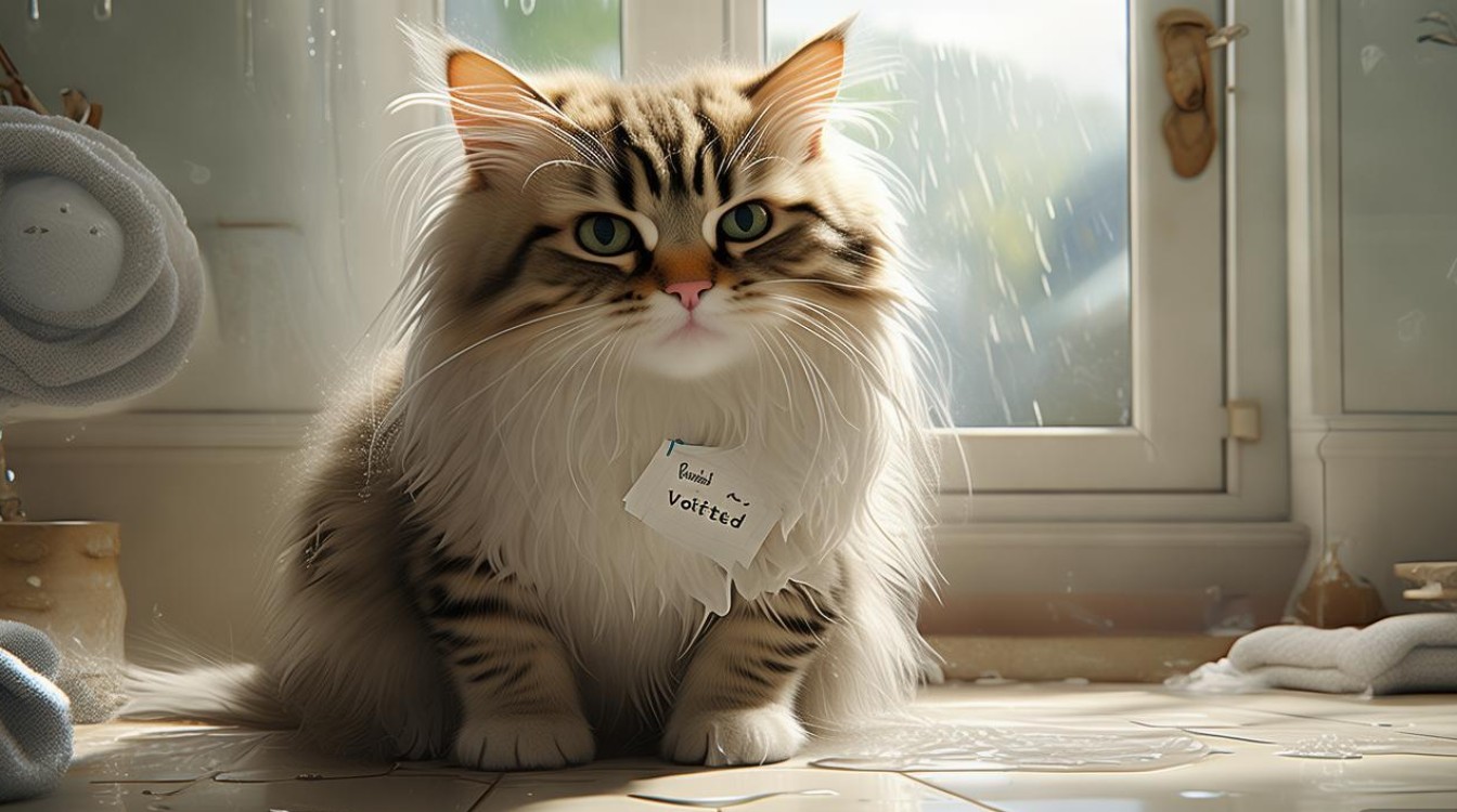 猫咪洗澡后吐了
