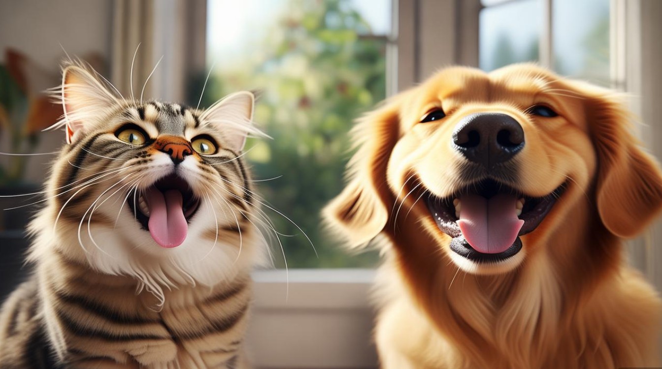 猫咪跟狗狗一样吐舌头